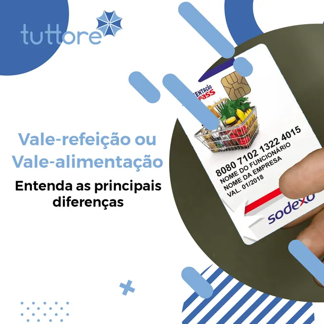 Arte para redes sociais da Tuttore: Vale-refeição ou vale-alimentação?