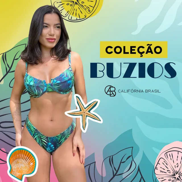 Arte para redes sociais da Use California: Coleção Búzios