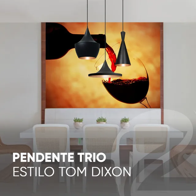 Arte para redes sociais da Zeus Store: Pendente trio estilo Tom Dixon