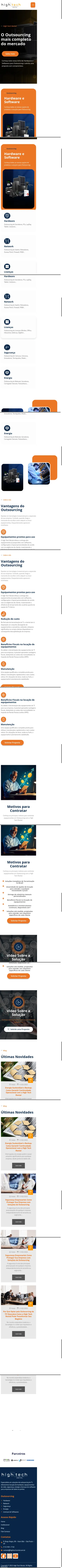 Site da High Tech Rental no celular, página inicial completa