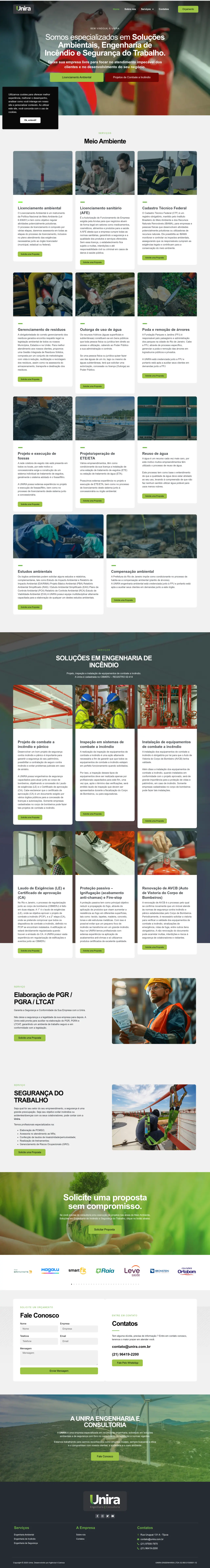 Site da Unira no computador, página inicial completa
